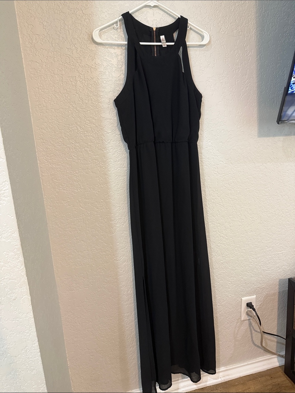 Xhilaration Black Sleeveless Maxi Dress with High Neck